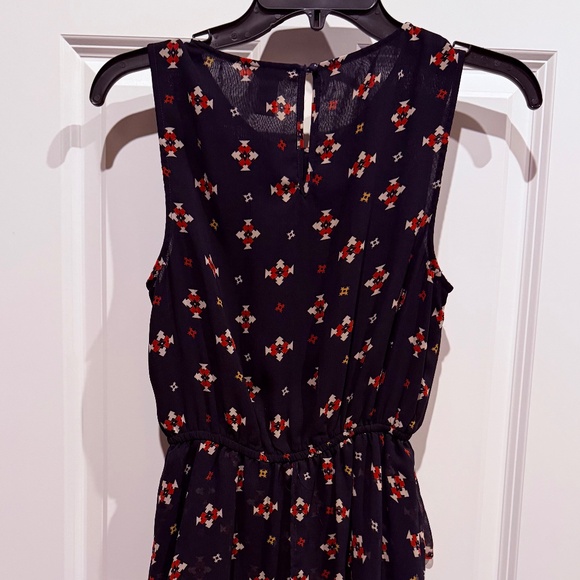 🌸 Forever 21 Navy Printed Sleeveless Peplum Dress – Size Small - Picture 2 of 5